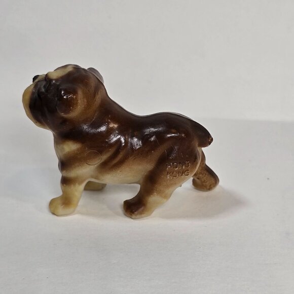 Vintage Bulldog Figurine Brown Cream Hong Kong Collectible Dog Miniature Resin - Picture 3 of 8